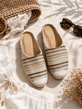 Crown Vintage Lonari Woven Espadrille Mule Slides Size 8 Boho Comfort Shoes